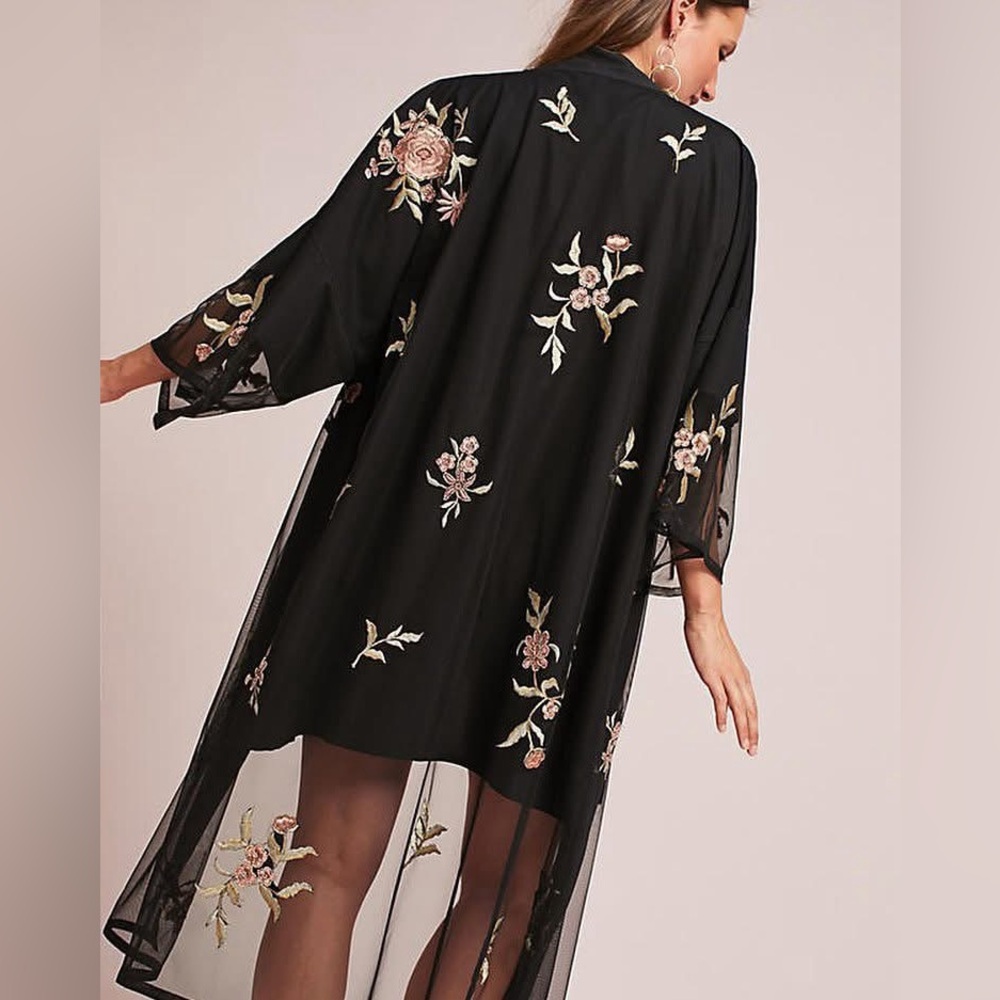Anthro RD + Koko Floral Beaded Kimono
